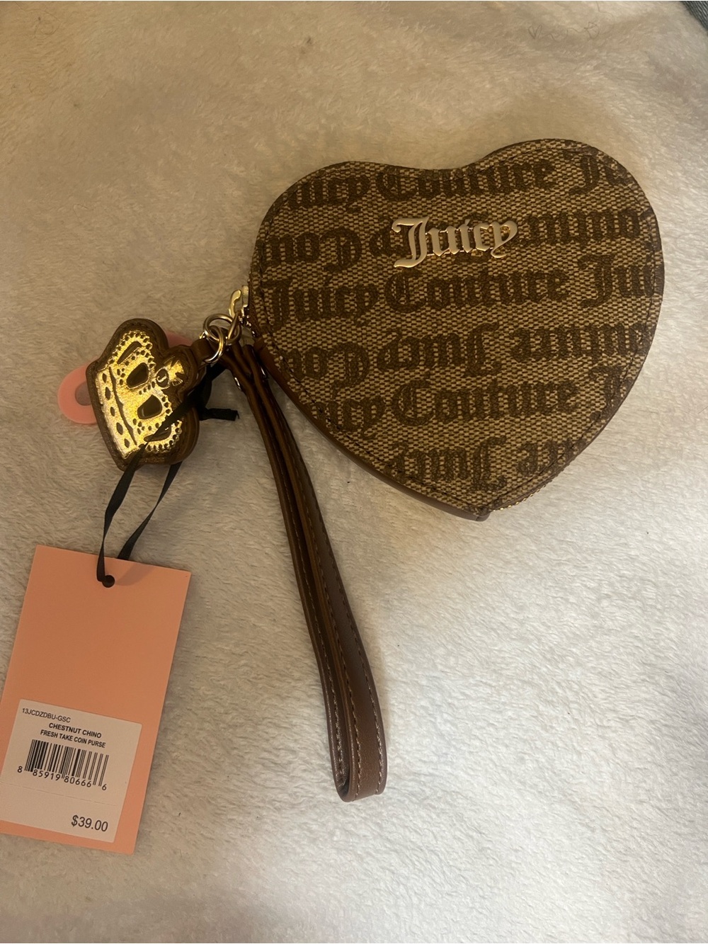 Juicy Couture Heart Coin Purse in Brown